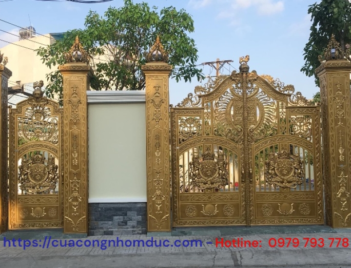 Cổng Hàng Rào Nhôm Đúc Sơn Nhũ Đồng