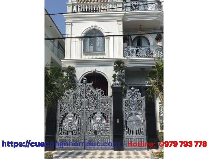 CỬA CỔNG NHÔM ĐÚC MÀU XÁM TRO