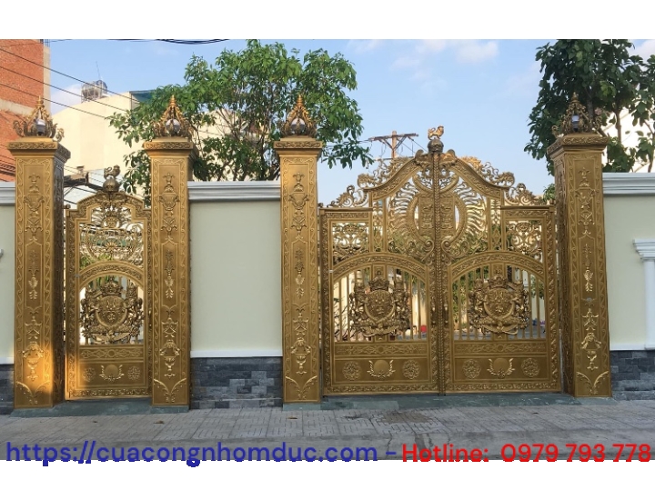 Cổng Hàng Rào Nhôm Đúc Sơn Nhũ Đồng
